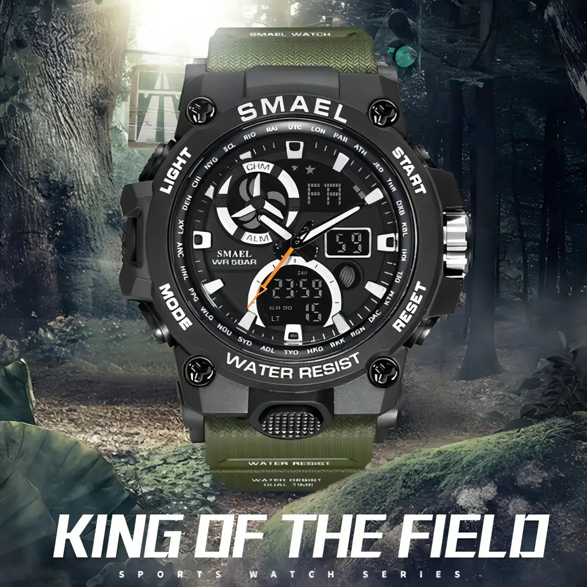 Relógios eletrônicos Smael Chronograph Outdoor, cor da pulseira: cáqui