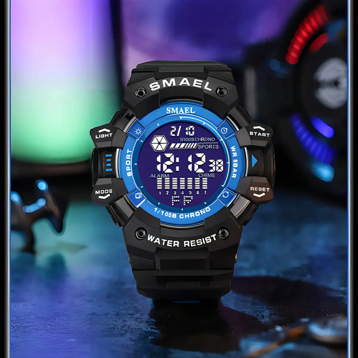 Calendário luminoso: relógios LED, pulseira, cor preta