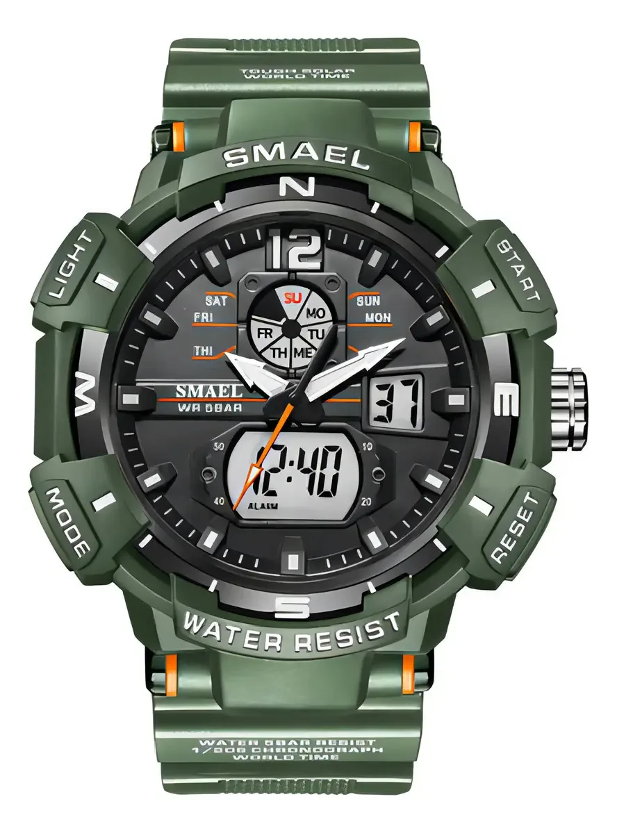 Relógios Smael Fashion Calendar, cronógrafo, cor da pulseira: verde