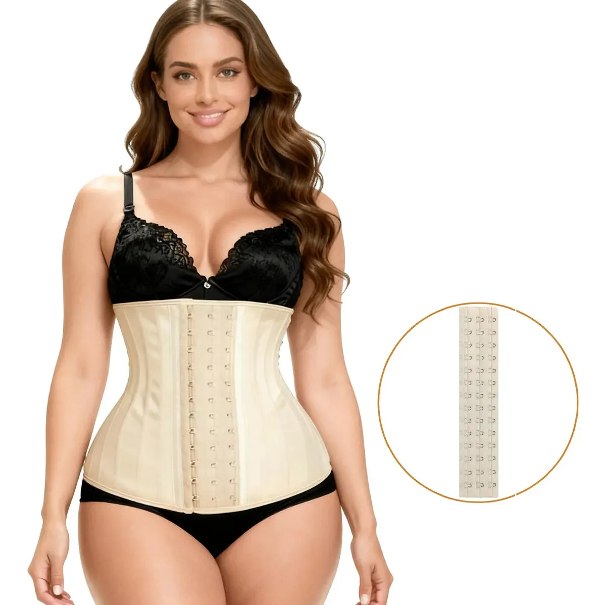 Cintas redutoras de látex modeladoras colombianas, 25 varetas bege, tamanho XXL