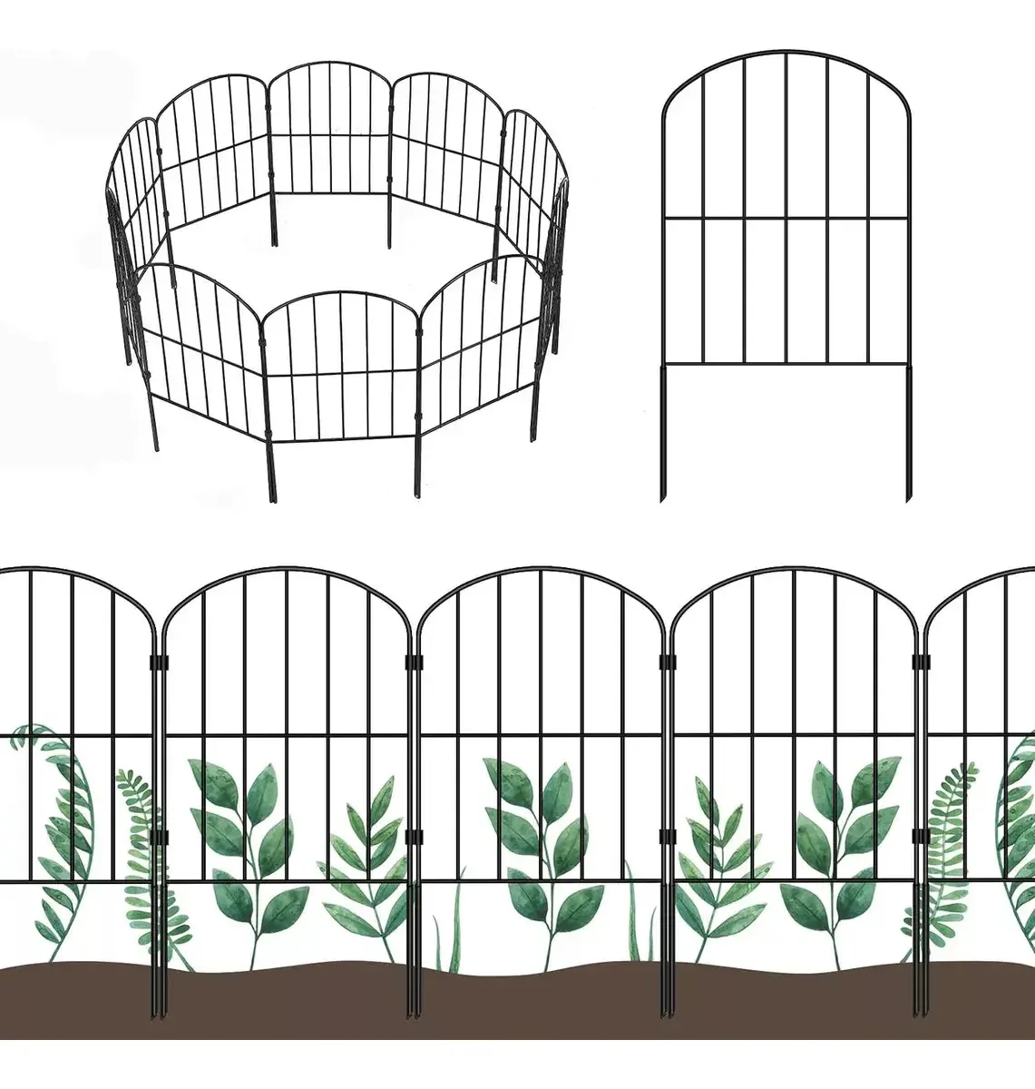 10 cercas, jardim, pátio, barreira de animais, 0,6* 3,3 m, preta, Owkuan