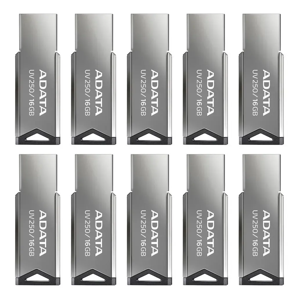 Kit 10 Flash Drive USB 16gb Adata Uv250 AUV250-16g-RBK 2.0 Silver Color Auv210