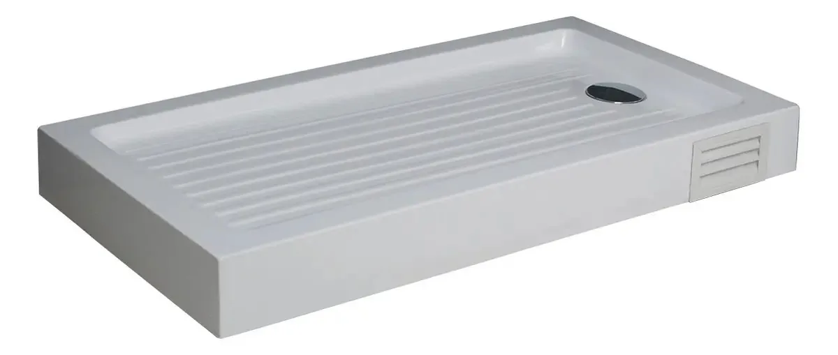 Receptáculo de chuveiro acrílico com esgoto e dreno 140x70x14 cm cor branca