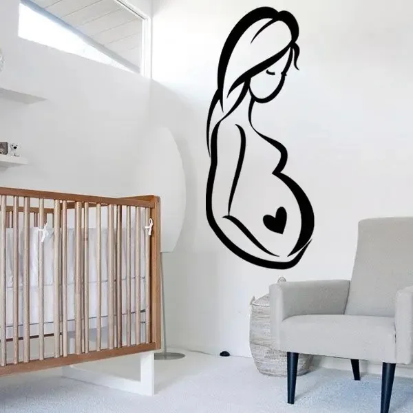 Adesivos decorativos de parede de vinil Silhouette Pregnant Love Color Black