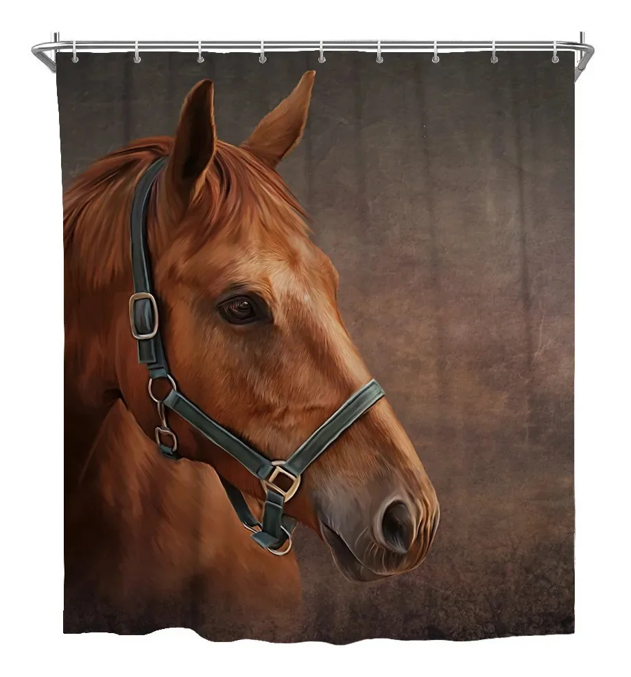 Cortinas de banho impermeáveis 1.80x1.80mts Horse Design