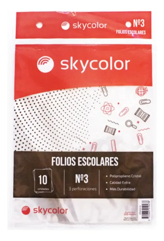 Folhas escolares Skycolor N3 de 10 unidades