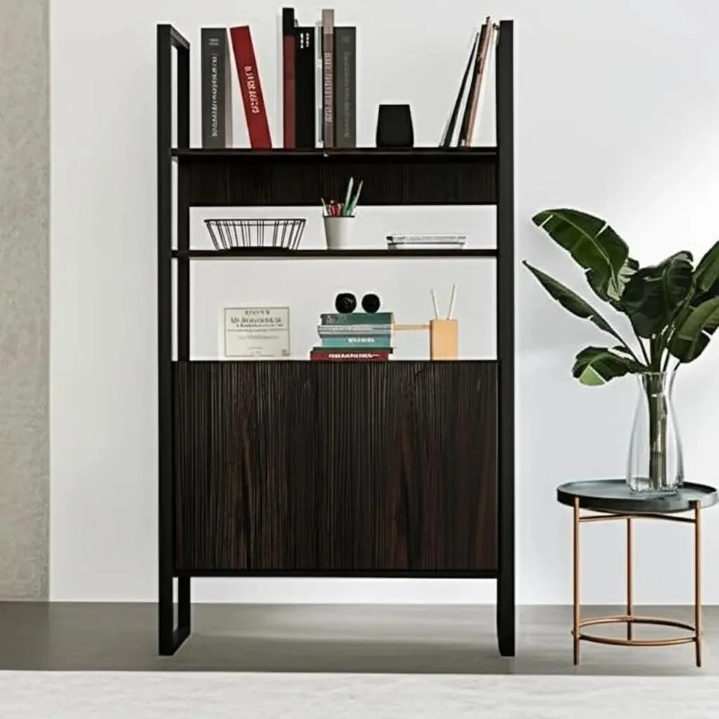 Biblioteca de estilo industrial Prateleiras de melamina e ferro
