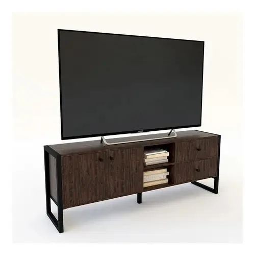 Mueble Tv Delos Rack Steel 65 2 Portas 2 Cajones