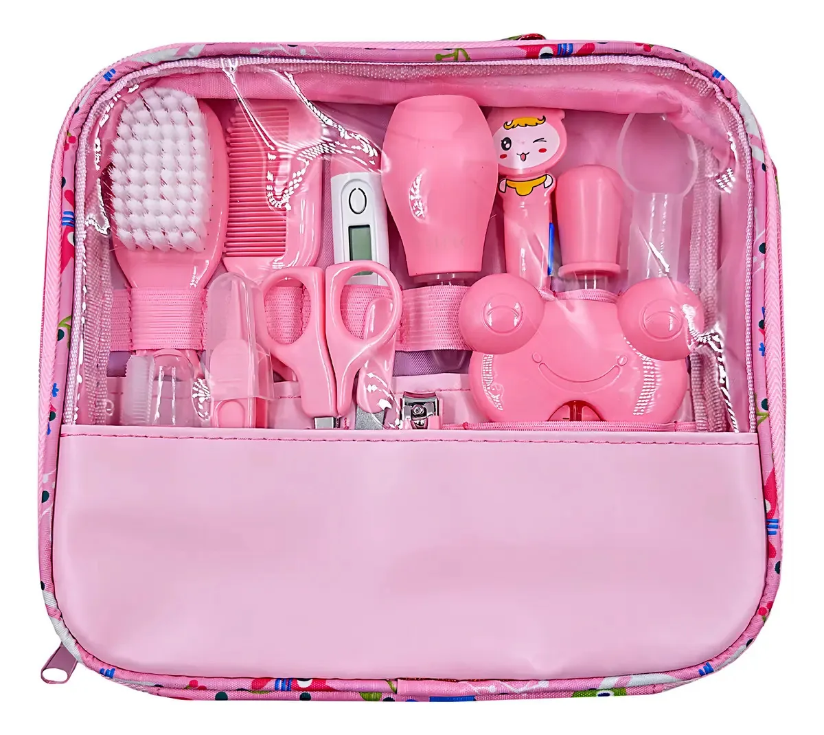 Kit Higiene Cuidados Saúde Bebê Termômetro Recém Nascido Cor Rosa