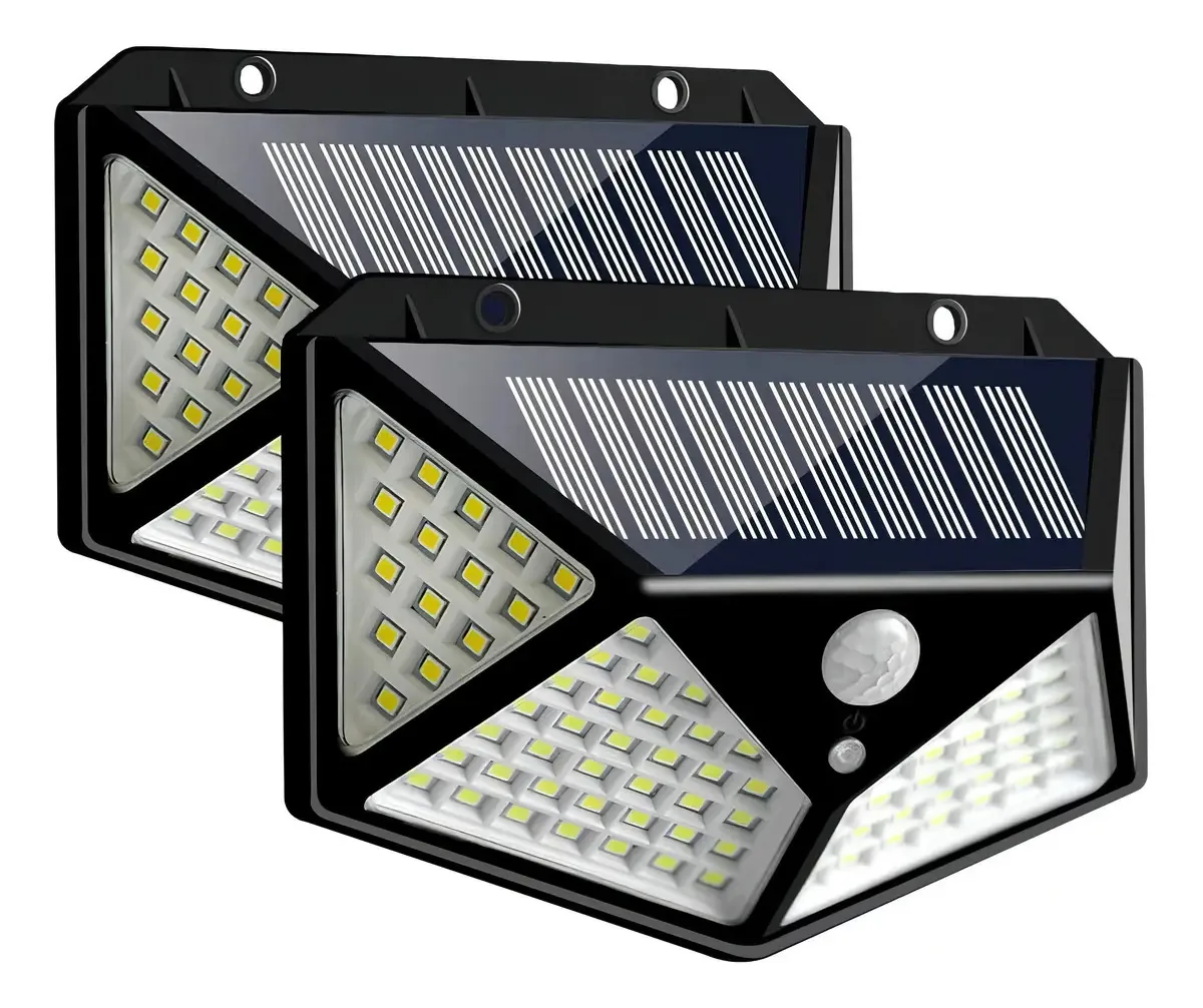 Lâmpada de segurança solar para jardim/exterior, estrutura preta de 2 peças