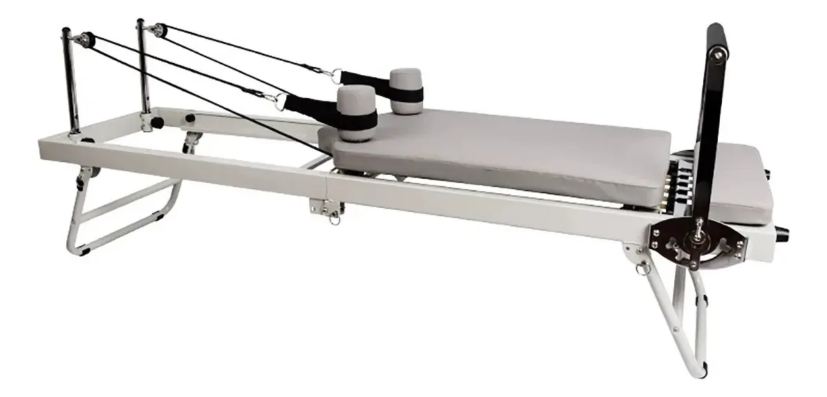 Cama Reformer para exercícios de Pilates no peito e no abdômen - prata