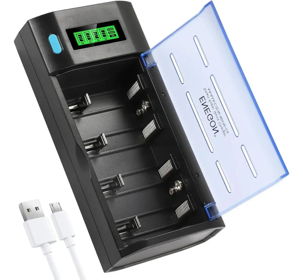 Carregadores de bateria Enegon para baterias Ni-MH Ni-Cd C, D, Aa, Aaa e 9v com display LCD