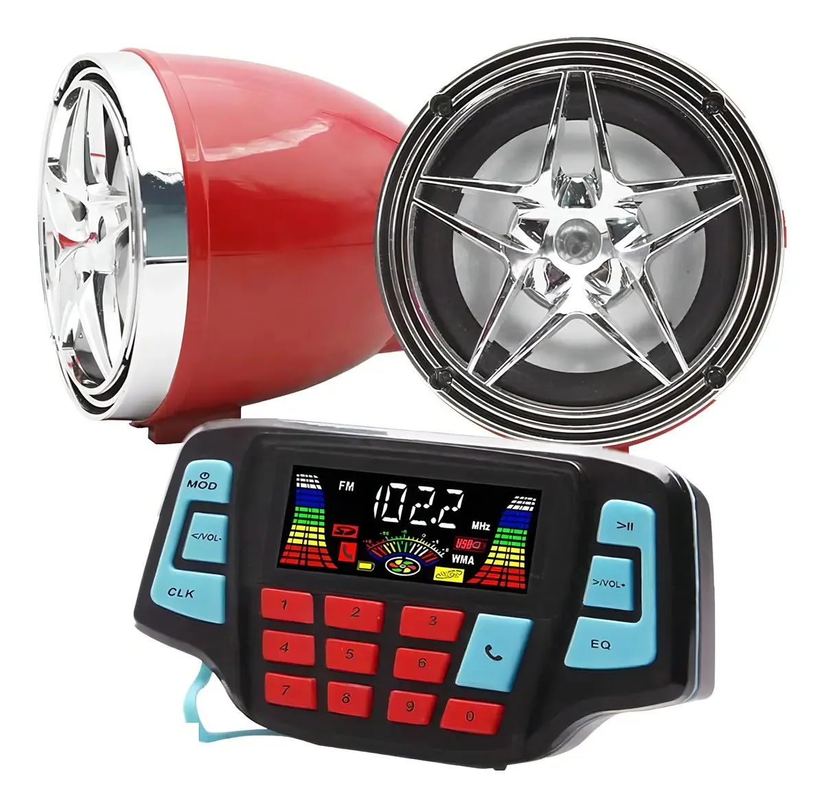 Alto-falante Bluetooth impermeável para motocicleta Usb, Tf, Mp3