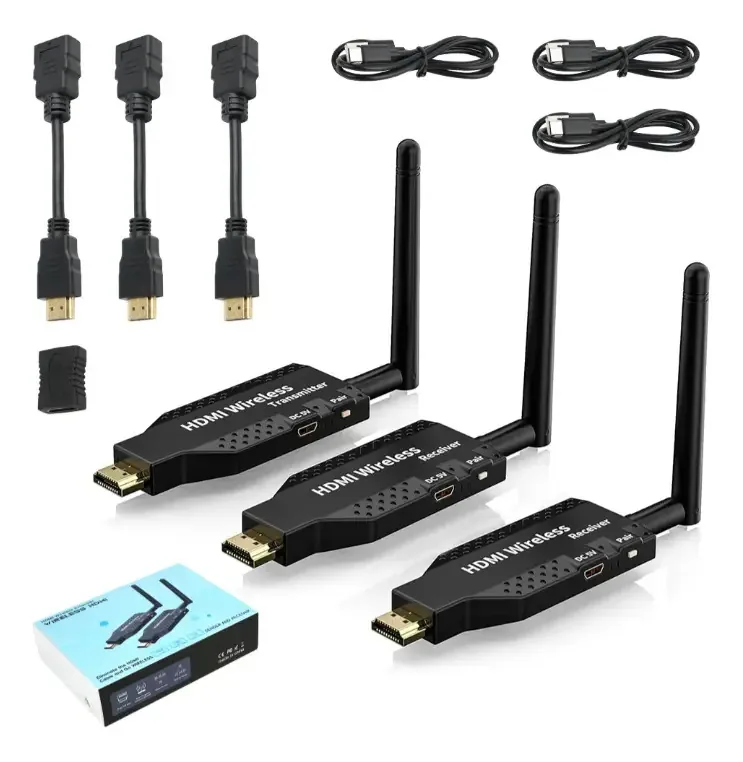 Extensor HDMI sem fio de 50m com 1 transmissor e 2 receptores