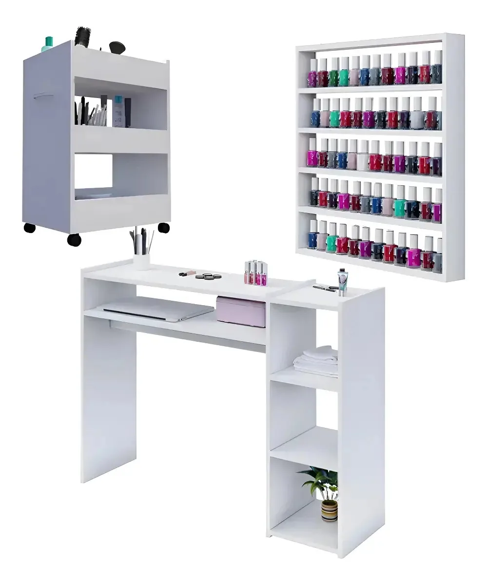 Mesa de manicure com esmalte e kit auxiliar, Spa White