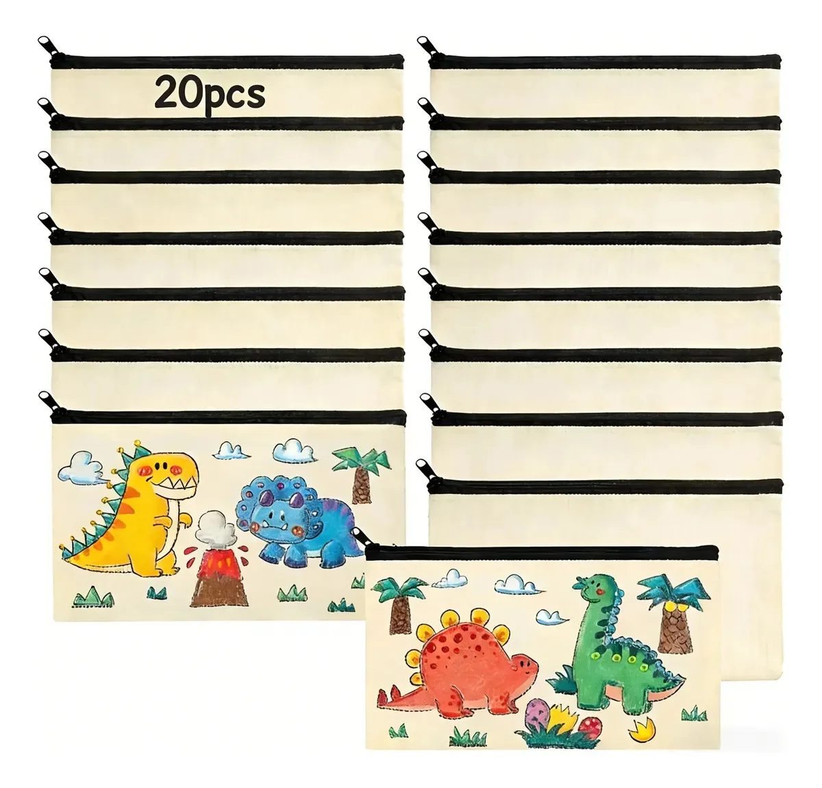 Bolsa de lona Tuomo, 20 peças com zíper, bolsas de maquiagem/cosméticos, bolsa de higiene pessoal de viagem para armazenamento, bolsa de bricolage para desenhos, presentes para voltar às aulas, Dia...