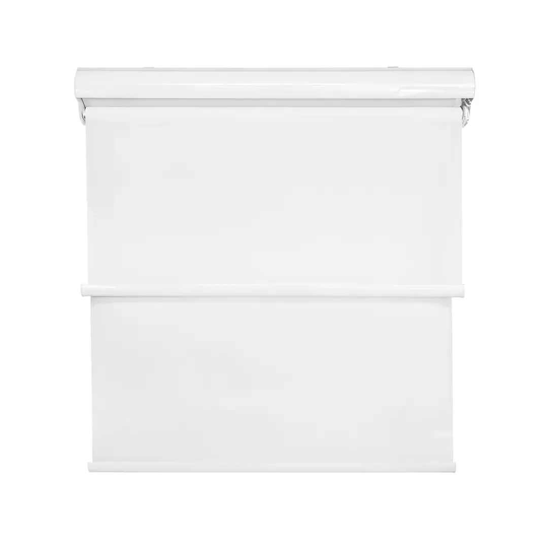 Cortina Roller Blackout 2 de tecido duplo 160x200 com cortina branca lisa com borda de Gizé