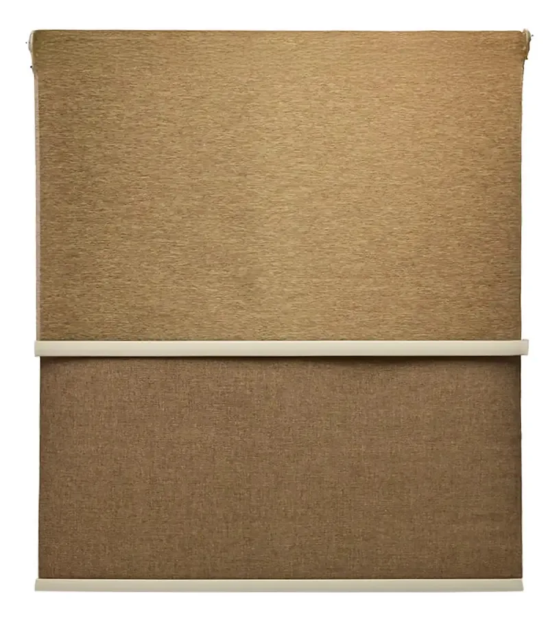 Cortina Roller Blackout 2 de tecido duplo 160x240 com cortina marrom marmorizada sem borda Guiza