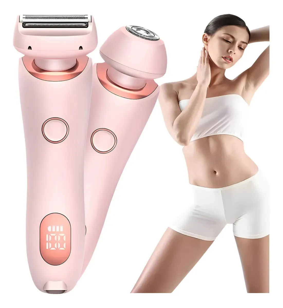 Lâmina de depilação elétrica íntima feminina impermeável rosa