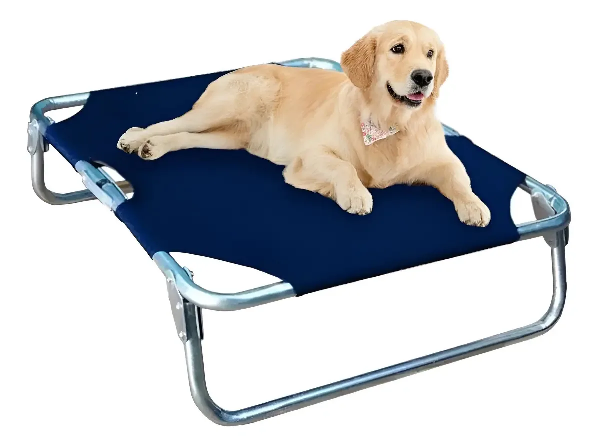 Cama dobrável elevada para animais de estimação da raça L. Color Navy
