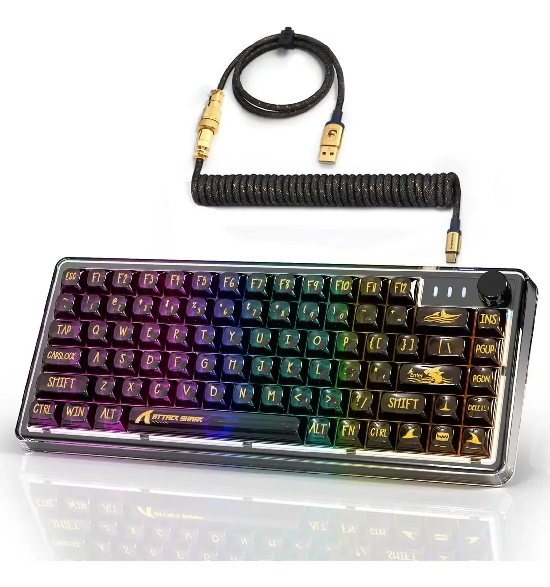 Teclado mecânico K75, teclas transparentes para PC, teclado Rgb