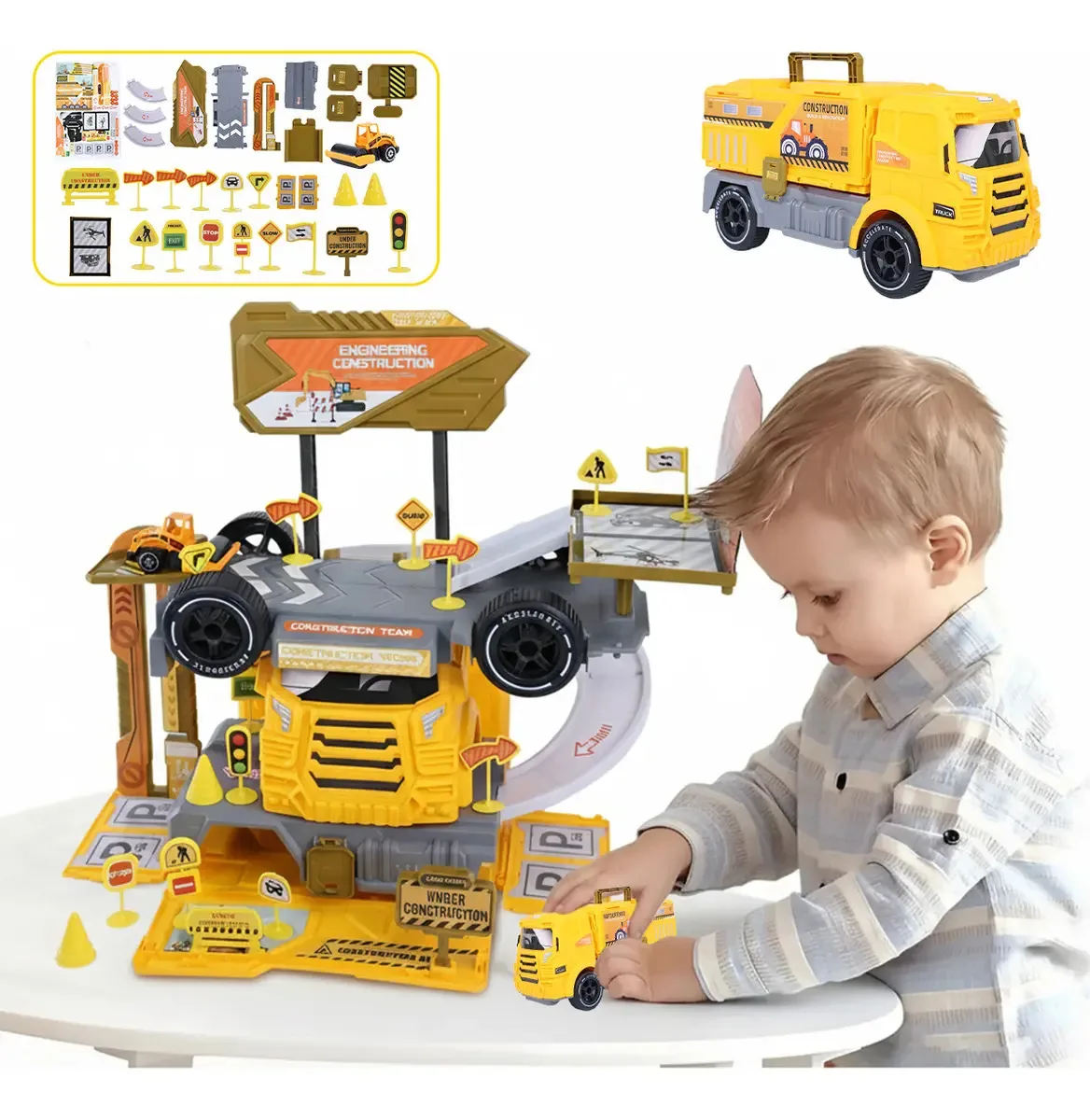 Pistas, corridas, carros, brinquedos, crianças, trilhas, carrinhos e espaço de armazenamento