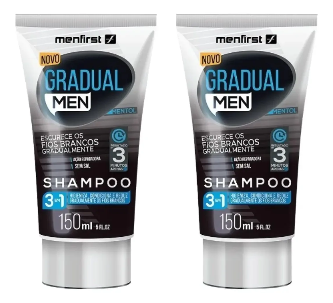 Kit Com Dois Shampoos Que Reduz Cabelos Brancos Gradual Men