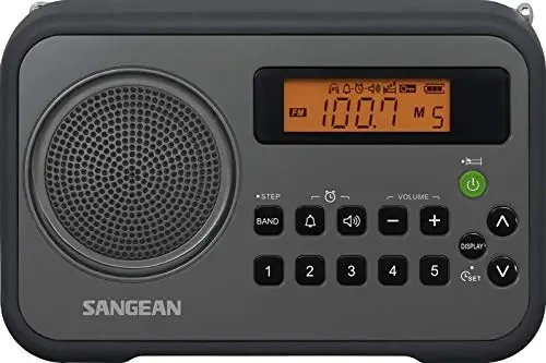 Relógio de rádio digital portátil Sangean PRD18BK preto/cinza