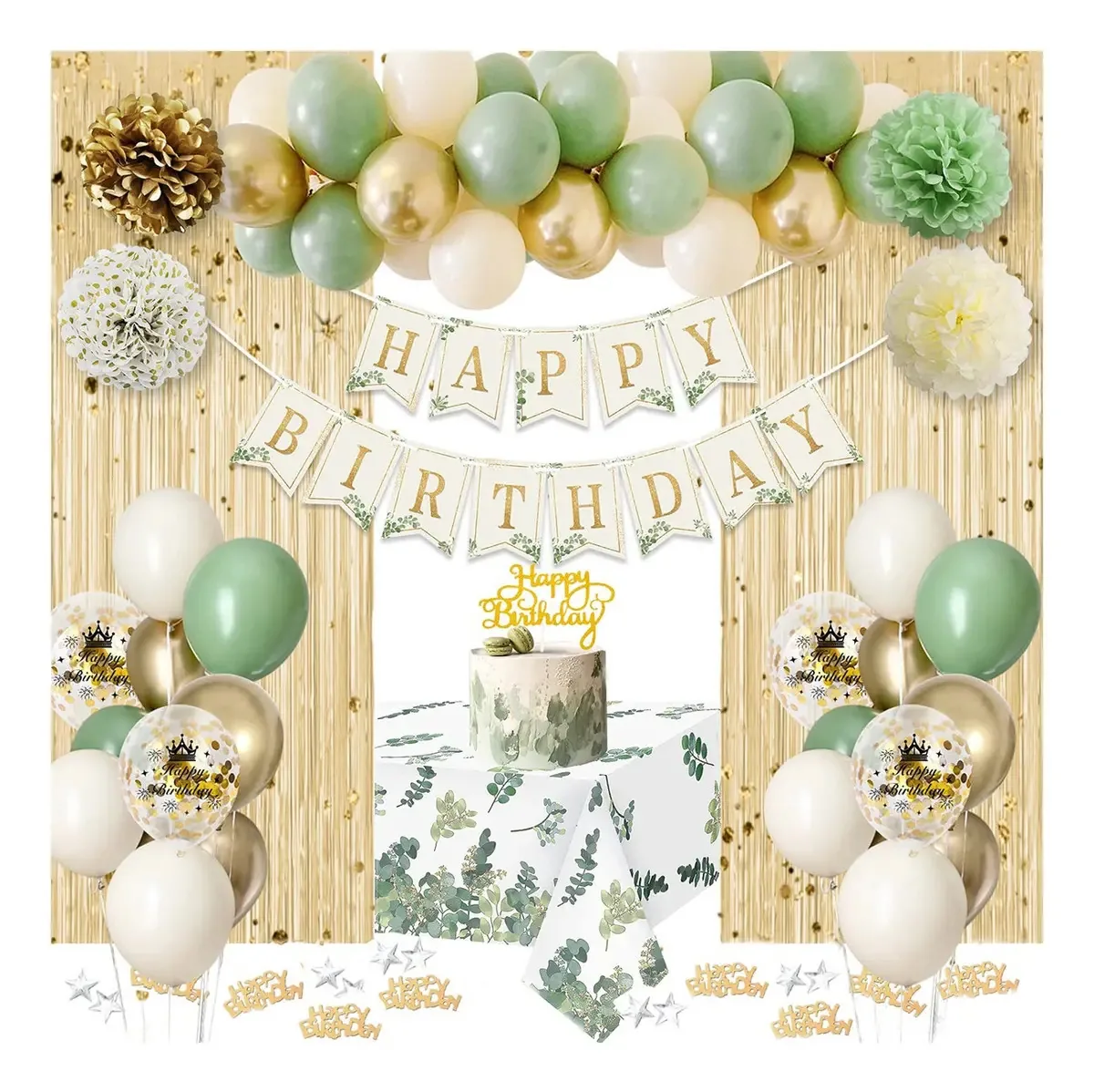 Enfeites de balão verde para decoração de aniversário