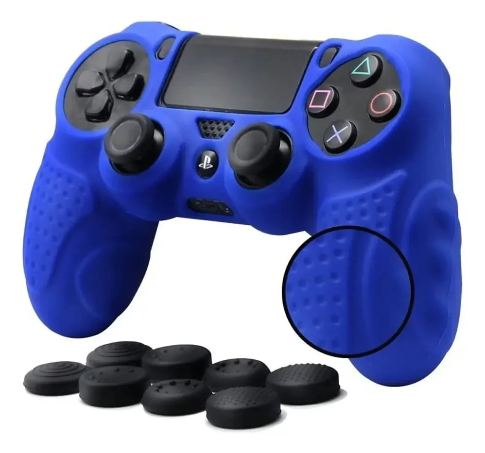 Capa de silicone Ps4 Expert para Playstation 4 + 8 Grips, cor azul