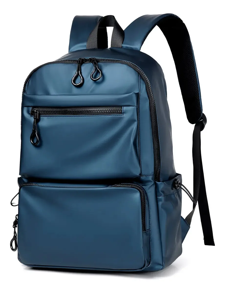 Mochila casual Ti-913, impermeável e anti-roubo de grande capacidade, com compartimento para laptop e bolso de segurança, cor azul, design de tecido liso