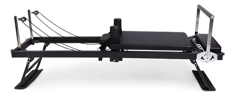 Cama de Pilates dobrável Reformer Portable Fitness de 197* 57* 66,5 cm, preta