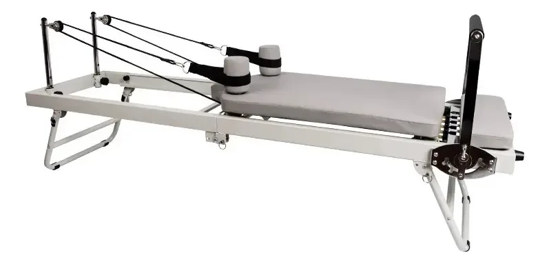 Cama de Pilates dobrável Reformer Portable Fitness de 197* 57* 66,5 cm, cor cinza