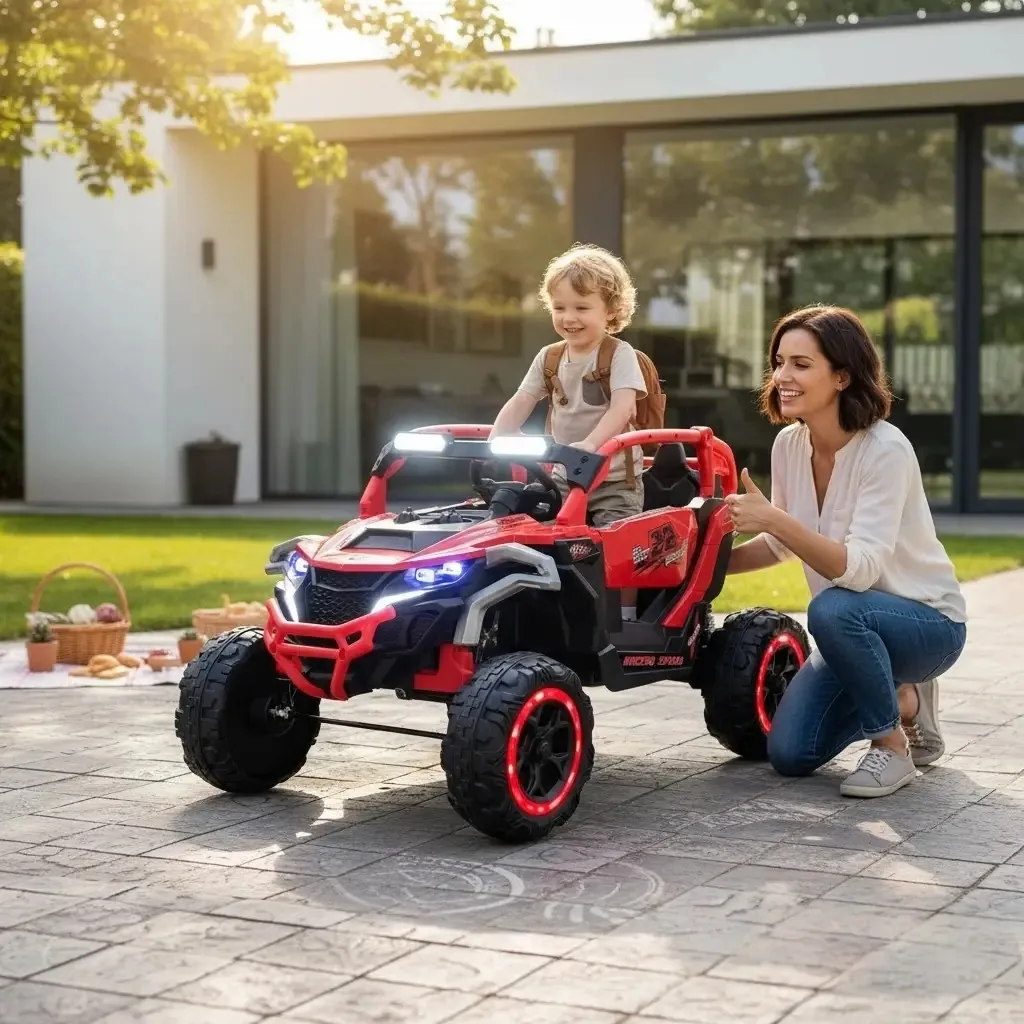 4 motores elétricos montáveis para crianças, controle remoto e luz vermelha