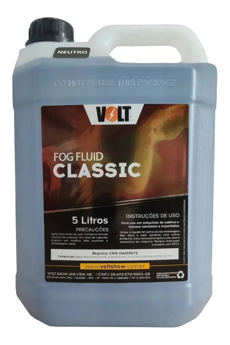 Líquido Fluido Para Máquina de Fumaça Volt Classic 5L Azul 110V/220V