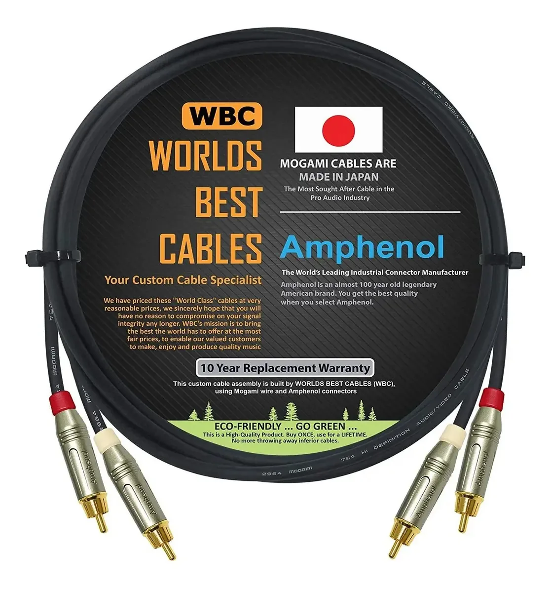 Par de cabos de interconexão Pro Audio | Amphenol, 1