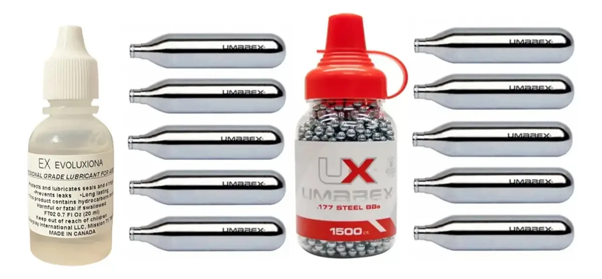 10 tanques de CO2 de 12 gr e 1500 Bbs Umarex