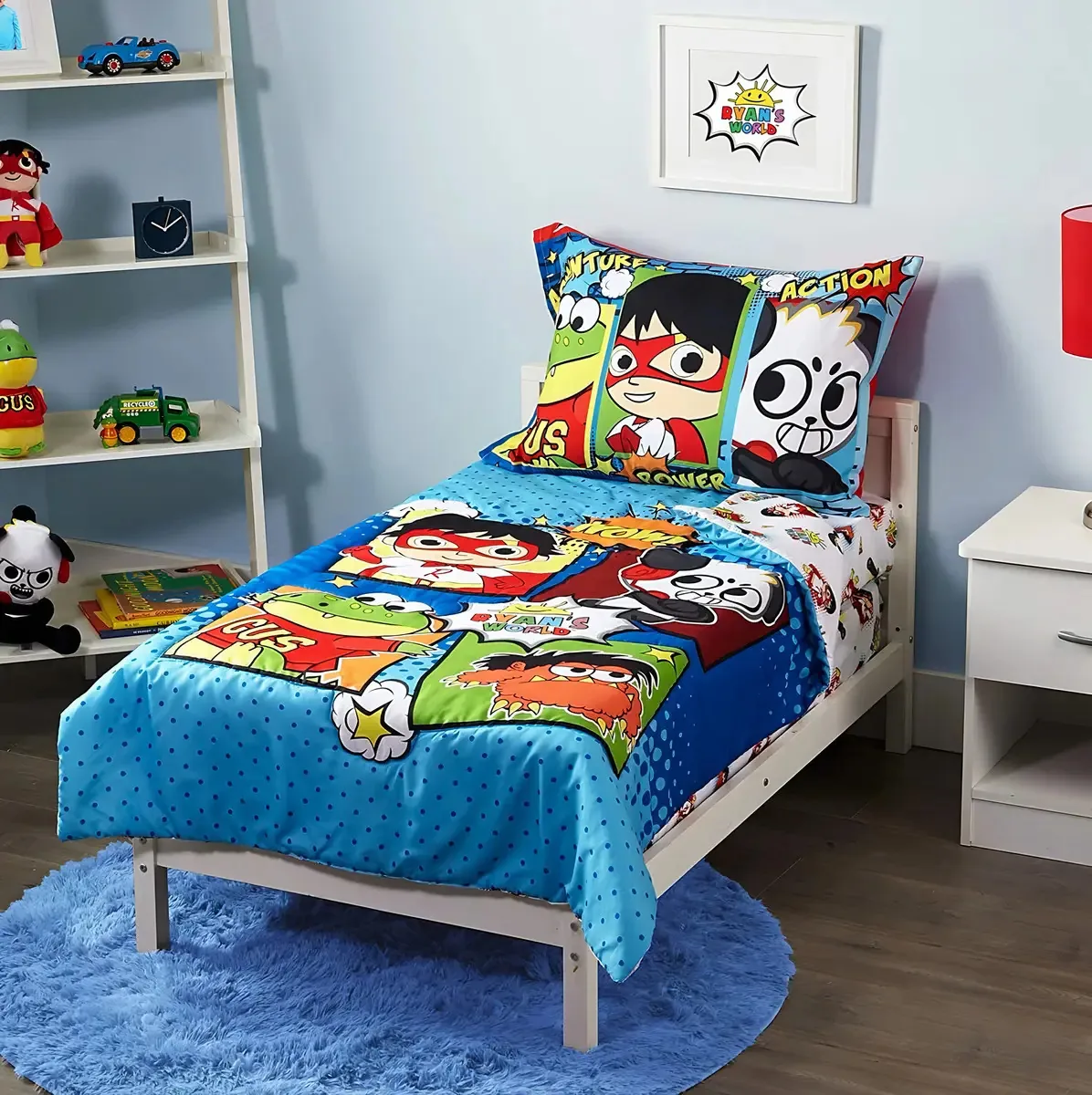 Ryans World Ryan's World - Conjunto de roupa de cama infantil de 4 peças