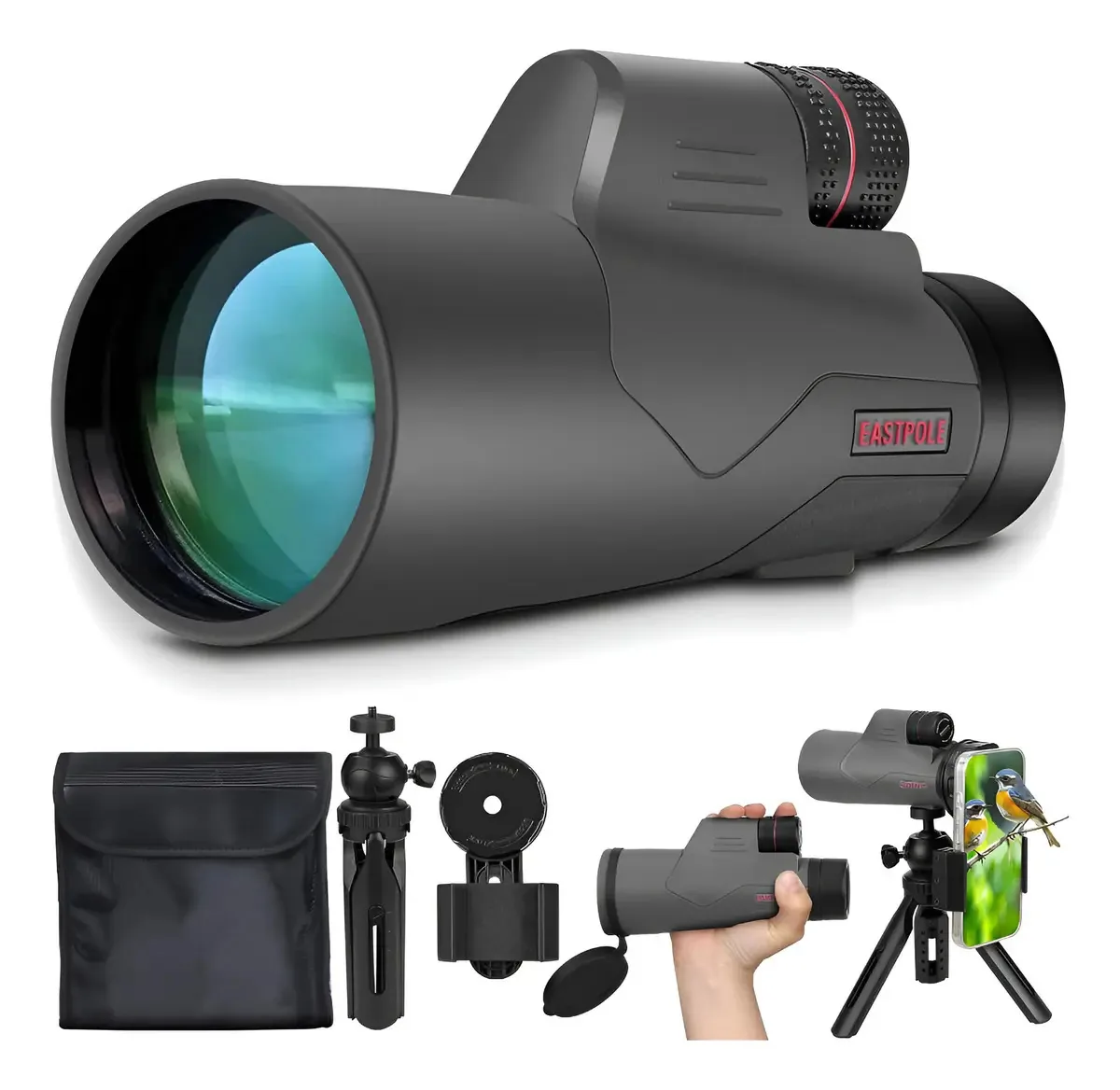 Telescópio monocular monocular de alta potência D. Cor cinza