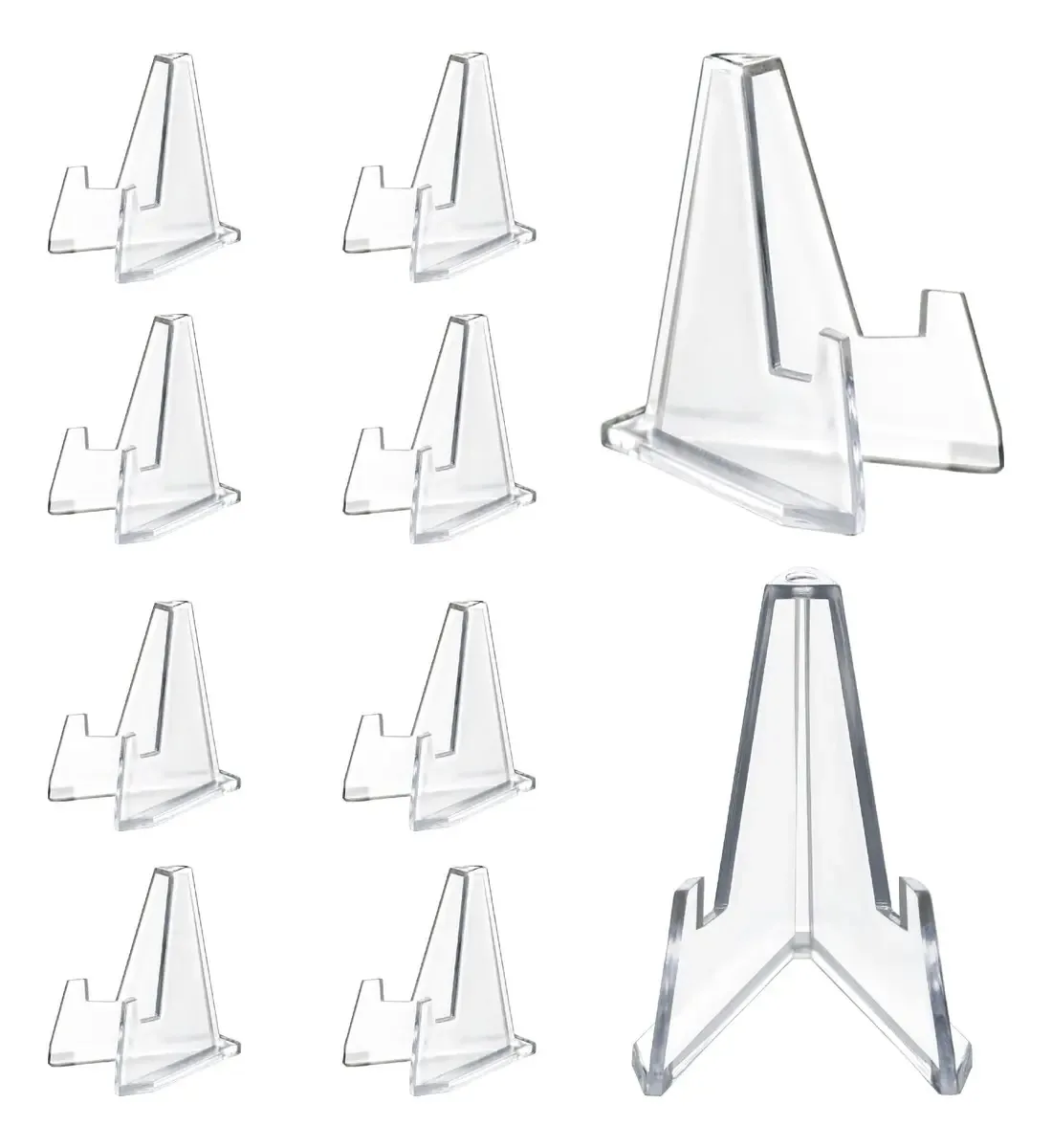 Pacote de 10 pequenos cavaletes transparentes de 2,2 pol. Cor transparente