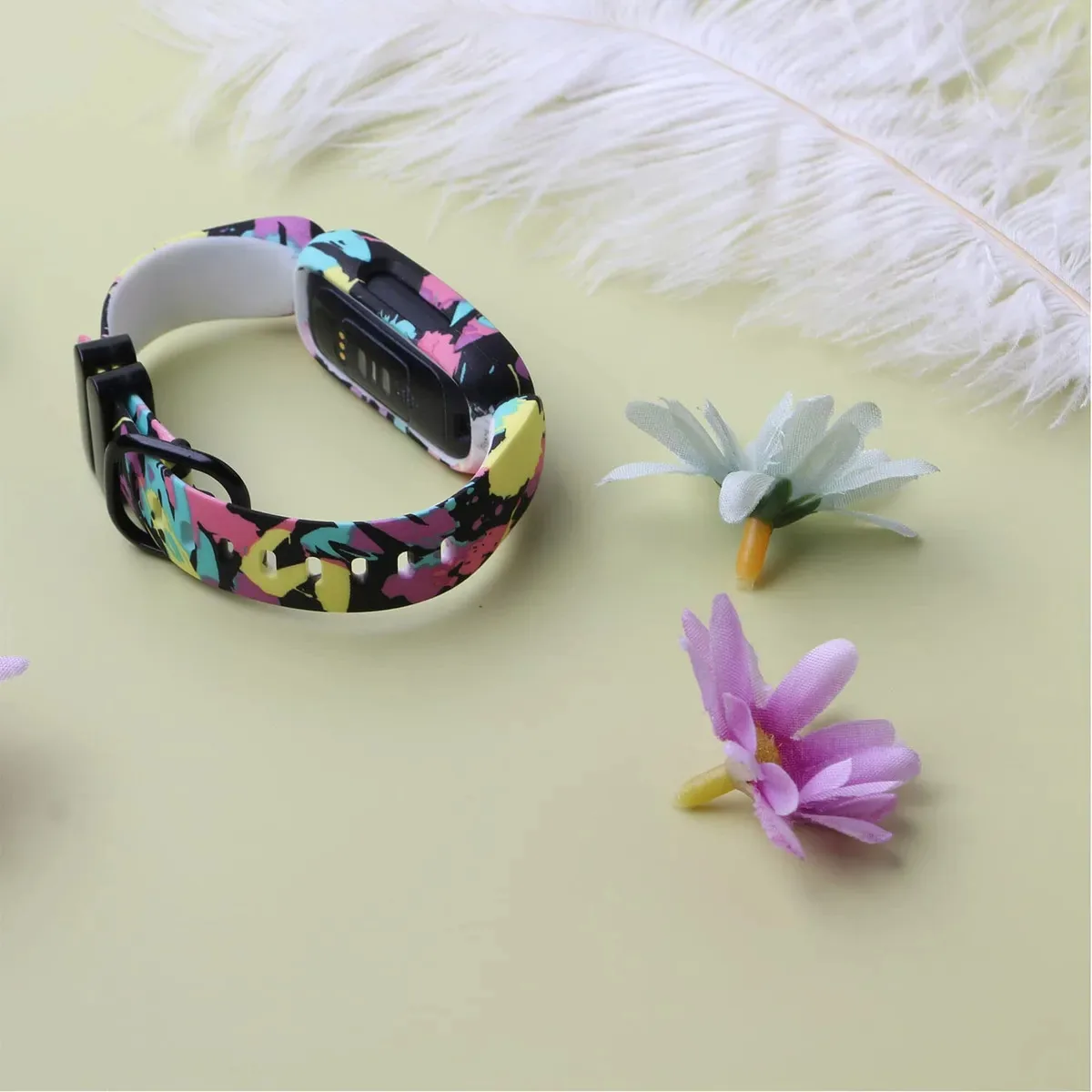 Compatível com Fitbit Ace 3, pulseiras para crianças, design suave, estampa floral, acessórios, pulseiras de reposição para Fitbit Ace 3 crianças e meninas