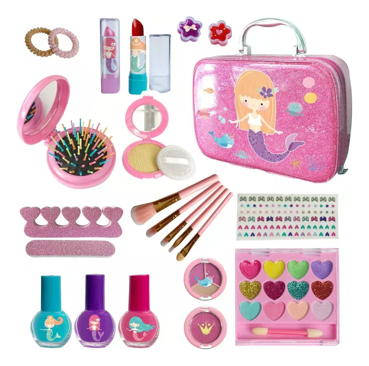 Brinquedos de Maquiagem Laváveis para Meninas, Maquiagem de Brincar Lavável para Meninas Aniversário de Natal, Kit de Maquiagem Lavável para Meninas, Crianças, Princesas, Kit de Brinquedos de...
