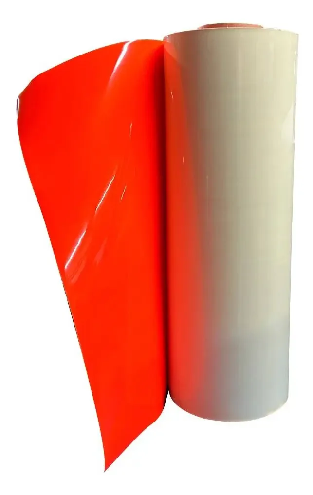 Vinil têxtil em relevo em laranja neon Colortex