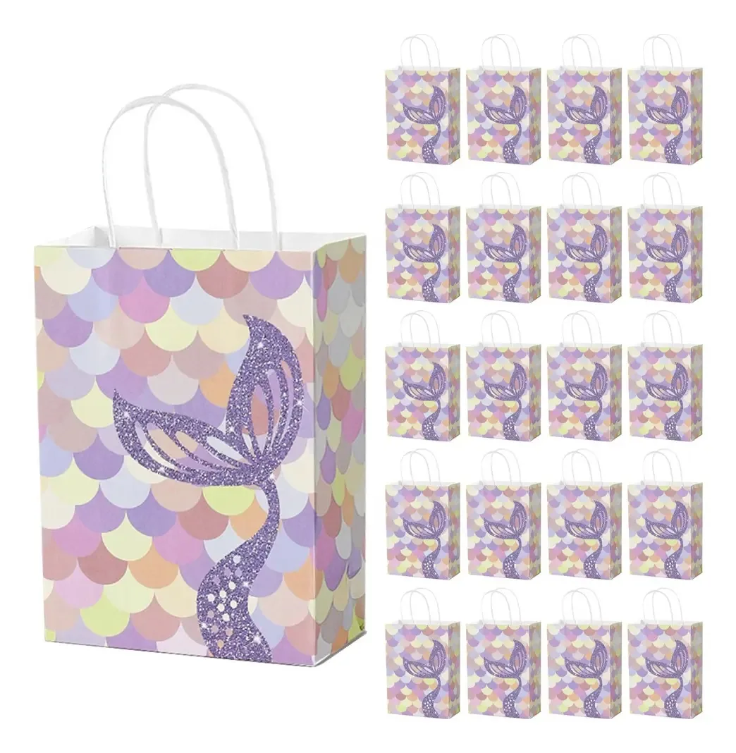 Sacos de papel Mermaid Design, pacote com 20