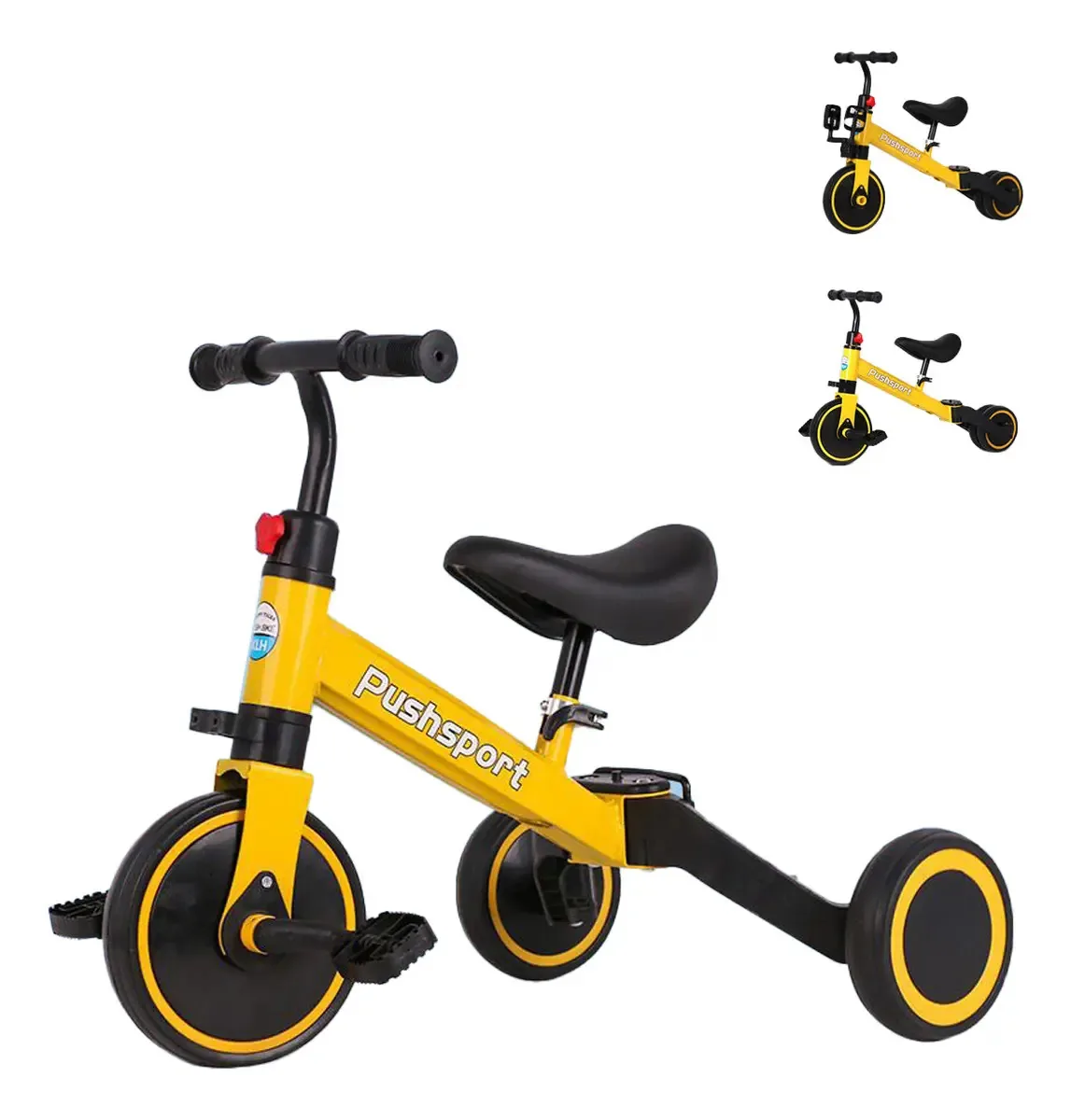 Triciclo infantil 3 em 1 para bebês, bicicleta de carrinho de mão amarela/triciclos/triciclos infantis, Nina