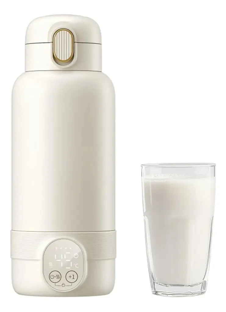 Aquecedor de garrafas portátil, aquecimento rápido em 2 minutos, grande capacidade de 16,9 onças e 6 controles de temperatura, bateria de longa duração para energia durante todo o dia