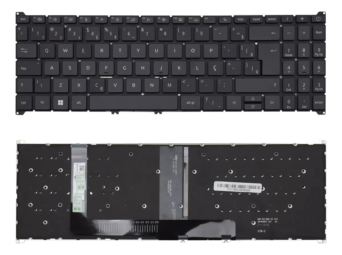 Teclados para notebooks e netbooks BringIT A515-57 cor Preto Português Brasil