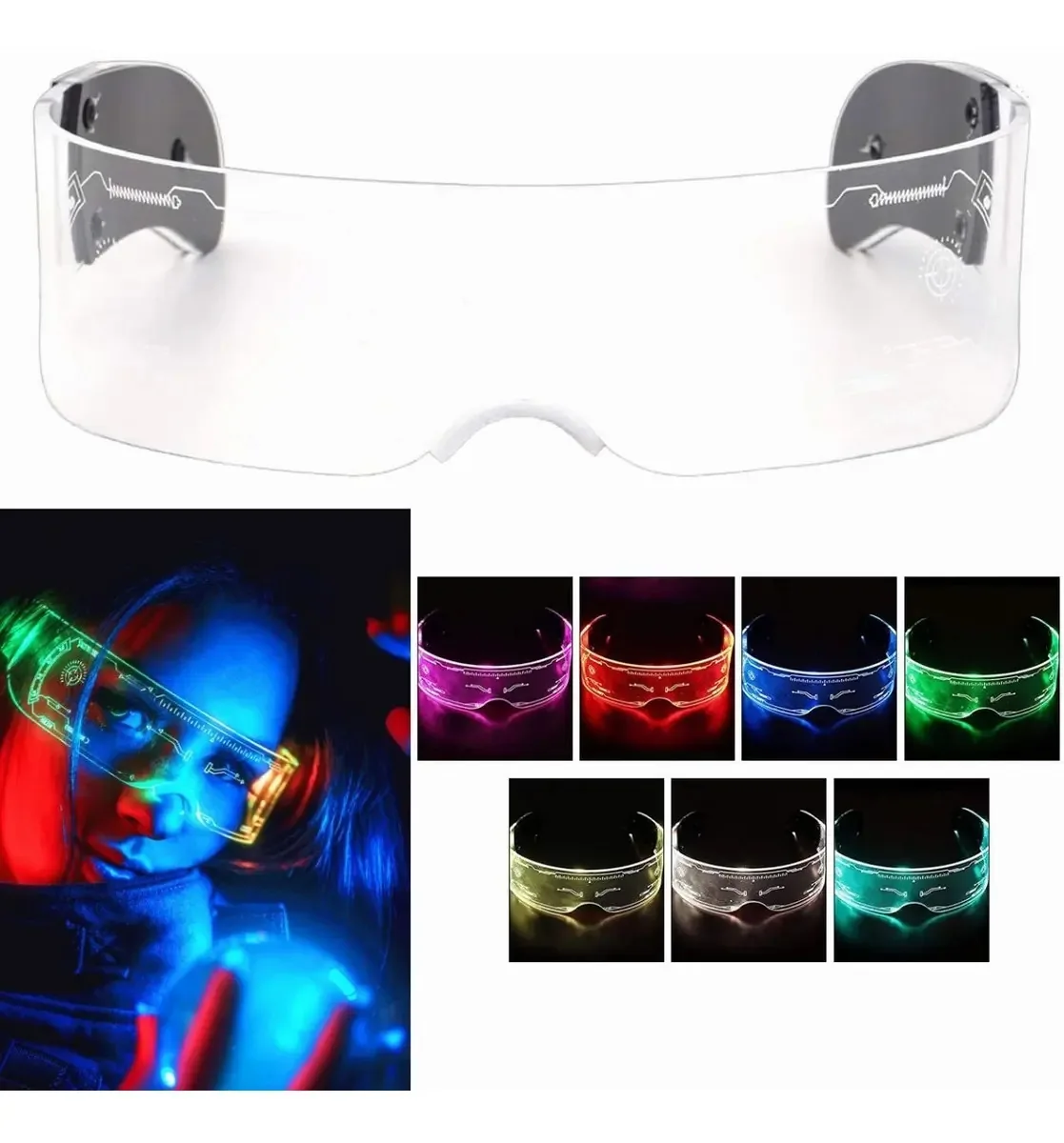 Óculos LED de 7 cores luminosos para festas de Natal, festas e DJ