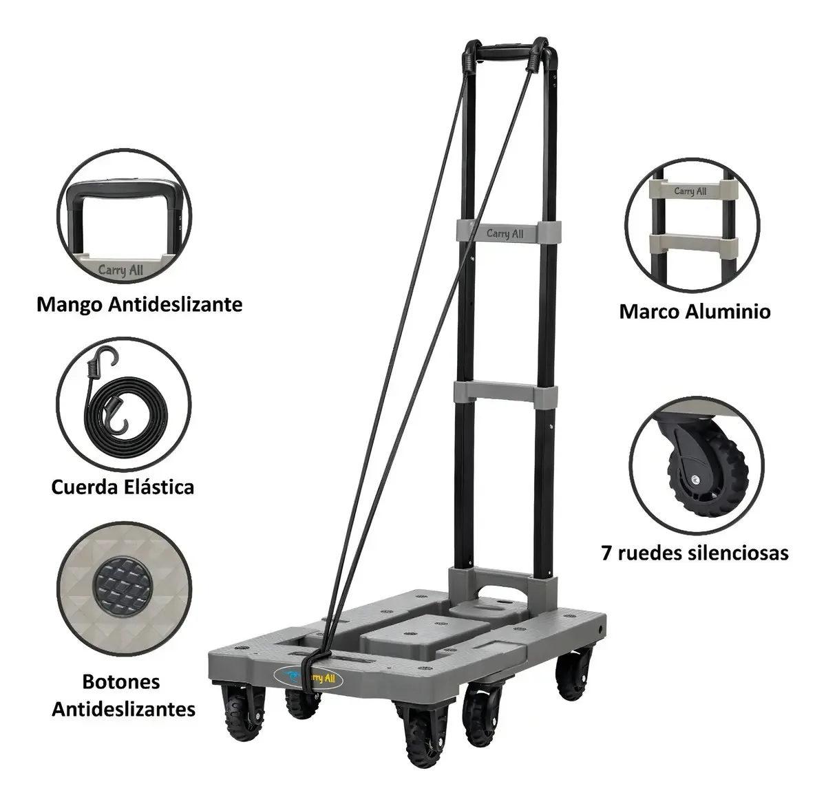 Carrinho de carga com plataforma dobrável 150 quilos Mare, cor cinza