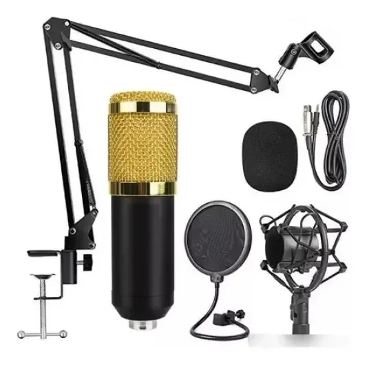 Kit profissional de microfone condensador e braço de estúdio